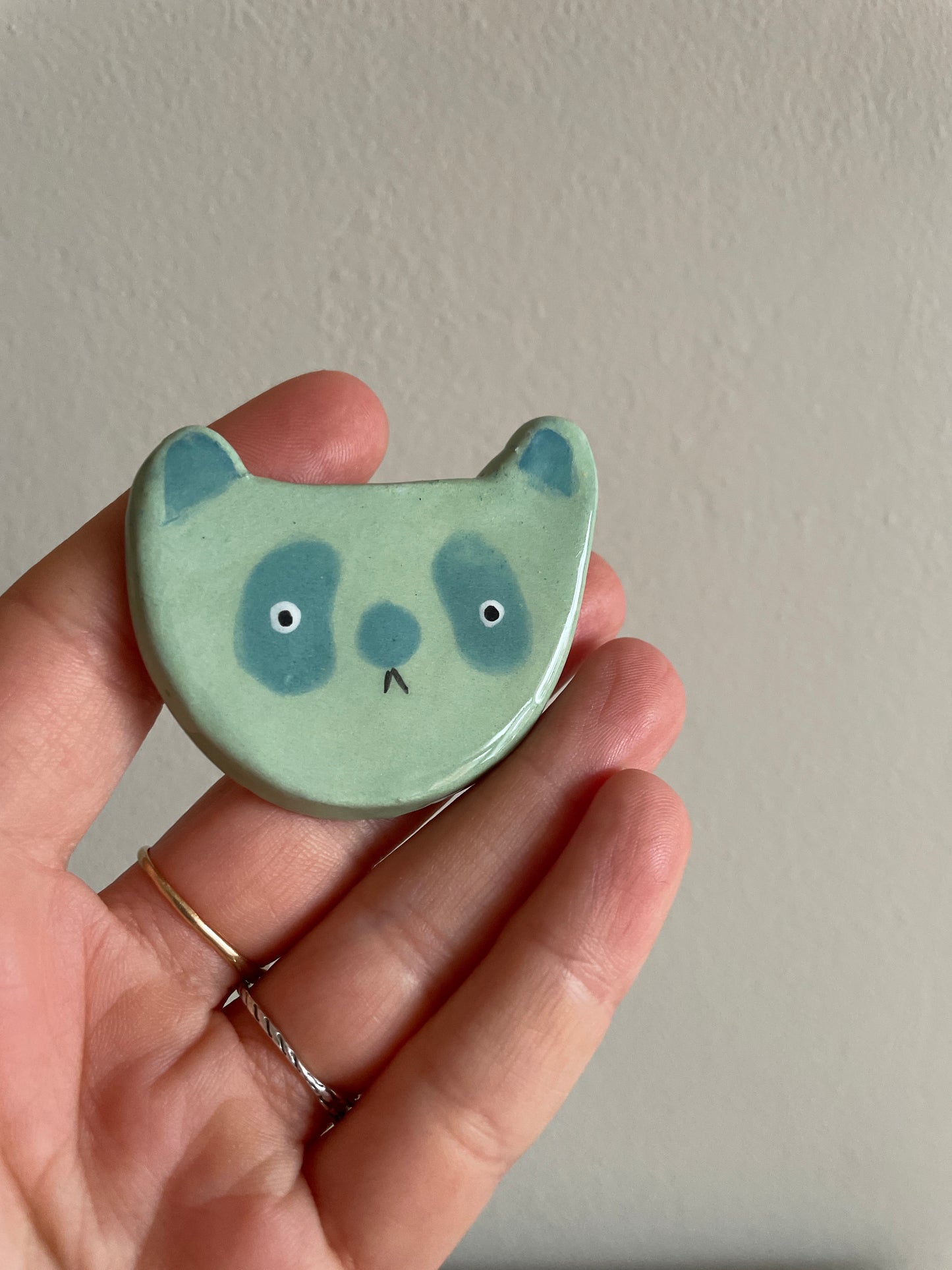 Ceramic panda brooch