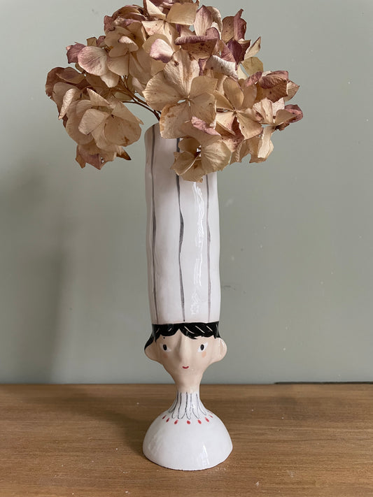 Soliflore bigoudene en céramique vase émaillé
