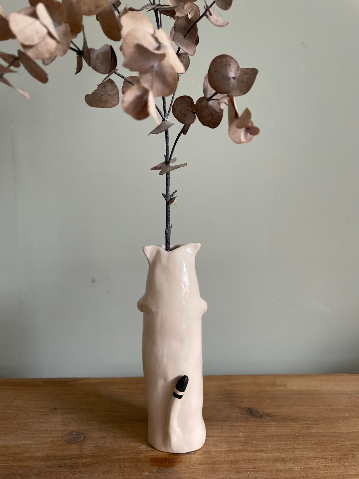 Soliflore chat aux fleurs en céramique vase émaillé