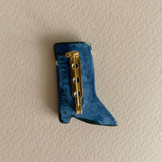 Blue "Santiag" brooch in enamelled ceramic